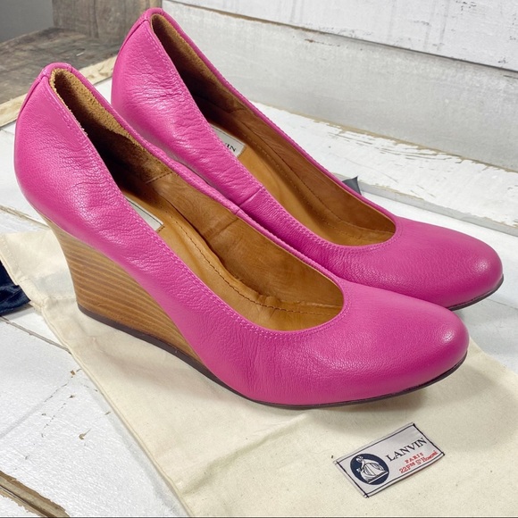 Lanvin Pink Leather Wedges - Picture 2 of 7